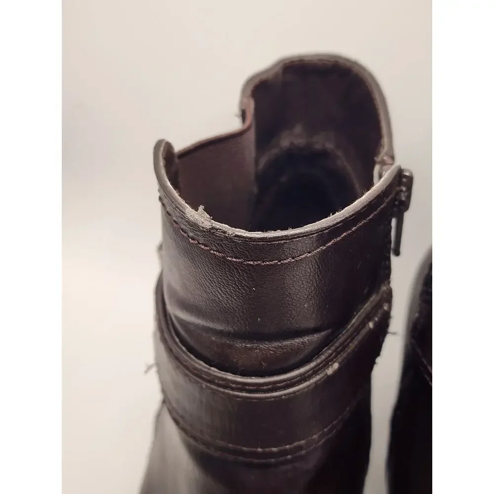 CROFT & BARROW KOHLS WOMENS 7.5 BROWN ZIP HEELED ORTHOLITE BOOTS PREPPY WORK